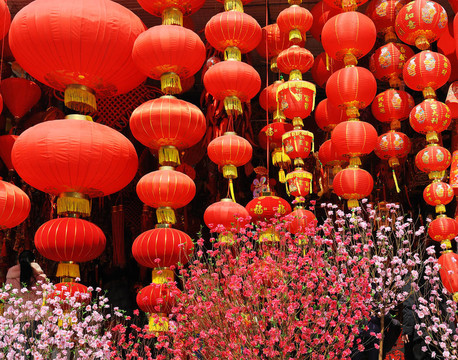喜慶的中國紅燈籠裝飾