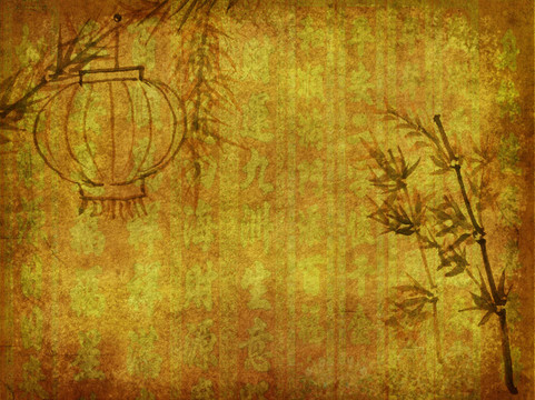 紙背景下竹枝的輪廓