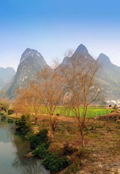 在陽朔桂林美麗的喀斯特景觀；中國