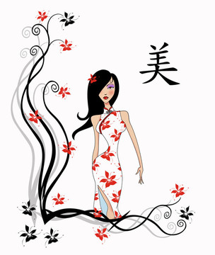 以書法為美的中國女孩