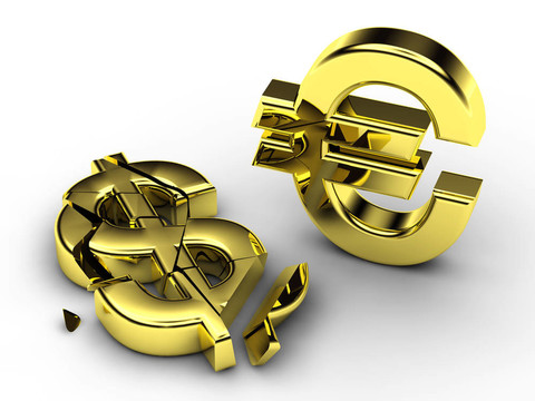 3D貨幣符號；破碎美元與歐元地位