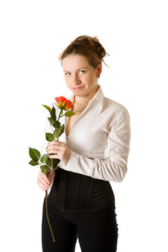 女人拿著玫瑰