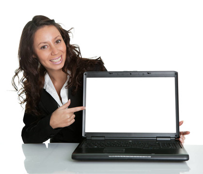 商業(yè)女性呈現(xiàn)laptopn