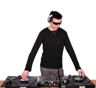 DJ播放音樂和太陽鏡