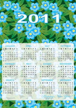 2011年日歷網(wǎng)格