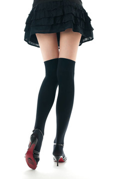 穿裙子和絲襪的女人