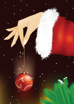 Santa女子手牽手圣誕