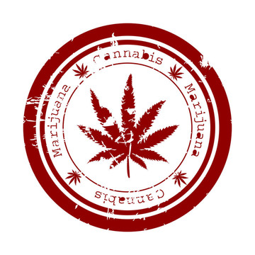 帶有大麻葉的紅色郵票