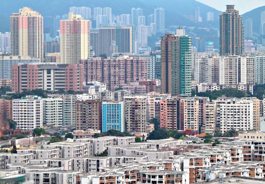 香港擁擠的建筑物
