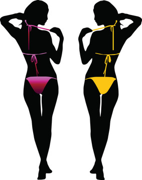 Bikini的女人剪影