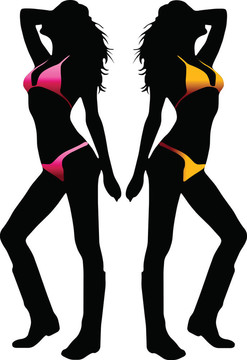 Bikini的女人剪影