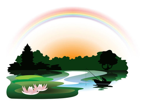 晚在森林湖