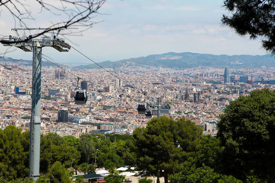 在巴塞羅那teleferic de Montjuic