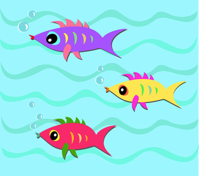 三海里的五顏六色的魚