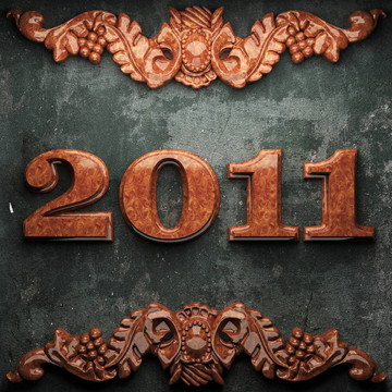 2011混凝土上的紅色木裝飾