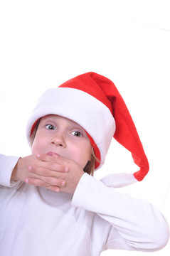 可愛的小微笑的Santa女孩