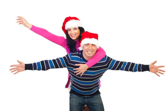 快樂的夫婦在小豬背騎