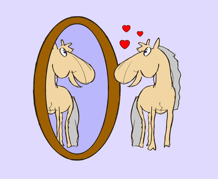 鏡子里的插圖的小馬駒