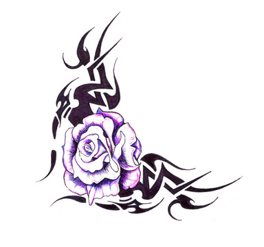 紋身藝術(shù)素描與部落設(shè)計之花