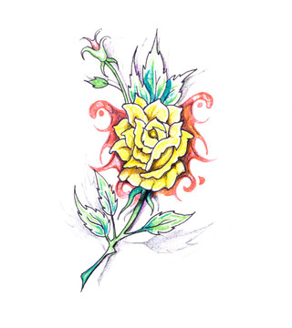 紋身藝術(shù)素描與部落設(shè)計之花