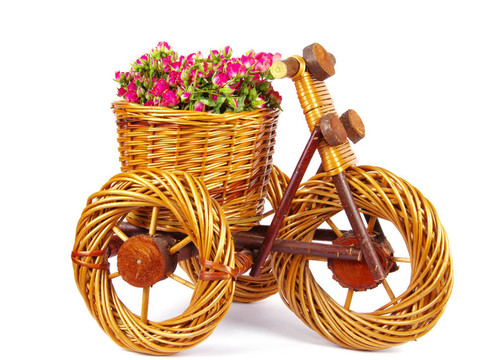 帶花的自行車花瓶