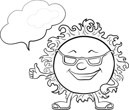 戴眼鏡的太陽(yáng)笑臉；輪廓