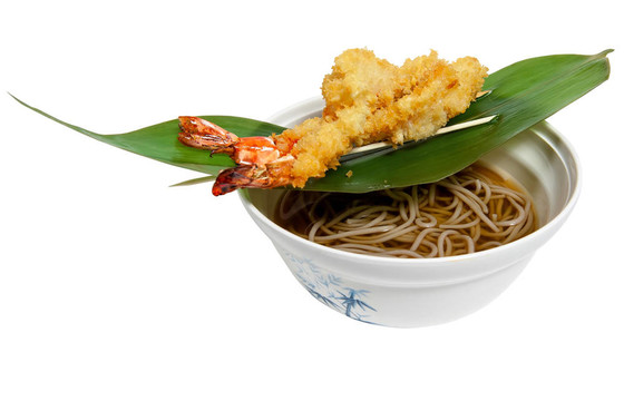 面條？蕎麥粉和炒鮮蝦