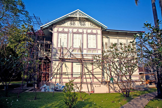 美麗的房子正在修復(fù)中sommerpalace爆炸PA在ajuttaya泰國(guó)王