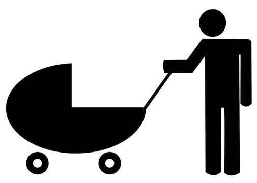 父親推著嬰兒車或手推車