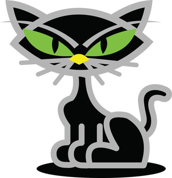 萬圣節(jié)剪貼畫上的黑貓