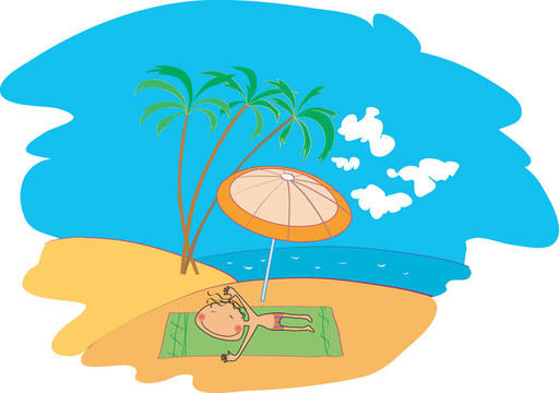在海灘上休息