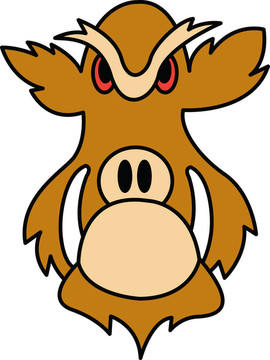 野豬憤怒的看著它的臉