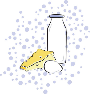 奶制品：牛奶；奶酪和雞蛋