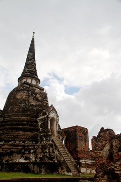 在Wat chaiwattanaram寺塔；Ayutthaya；泰國(guó)