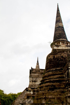 在Wat chaiwattanaram寺塔；Ayutthaya；泰國