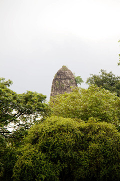 在Wat chaiwattanaram寺塔；Ayutthaya；泰國