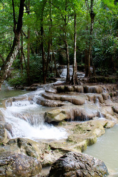 Erawan Waterfall；Kanchanaburi；泰國(guó)
