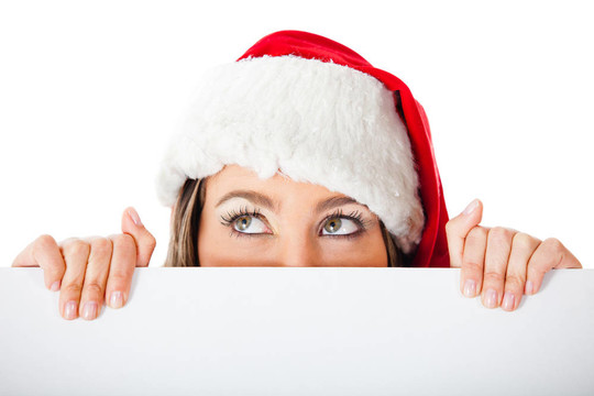 帶旗幟的女Santa