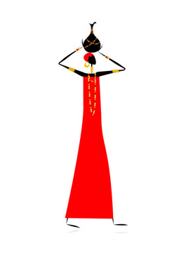 少數(shù)民族婦女的壺