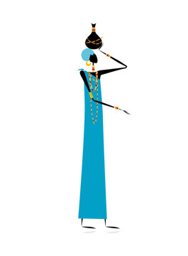 少數(shù)民族婦女的壺