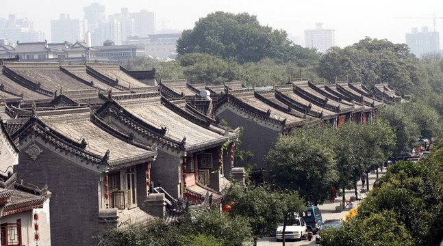 西安市城區(qū)；俯瞰屋頂