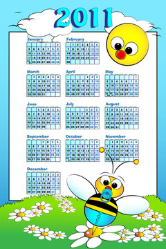 2011孩子日歷與嬰兒蜜蜂