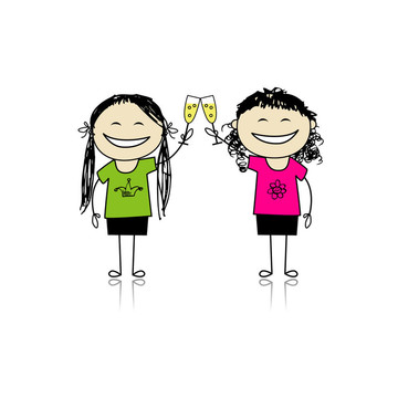 女孩喝葡萄酒。為你設(shè)計(jì)的朋友聚會(huì)