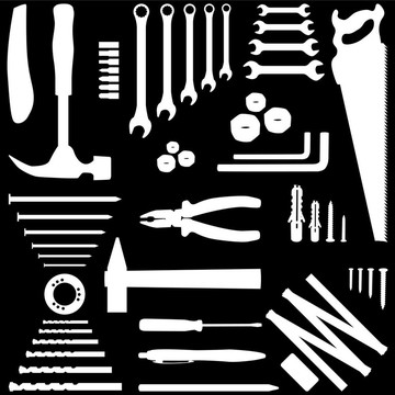 DYI工具剪影插圖