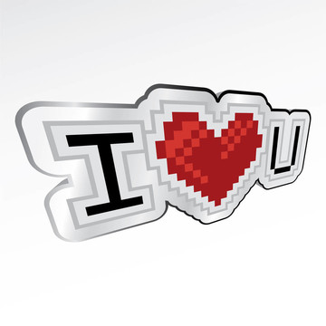 3D我愛你復(fù)古外觀LOGO -插畫