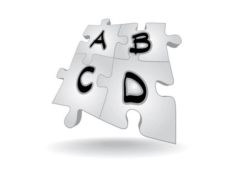 字母ABCD在拼圖-插圖