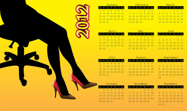 2012日歷與熱辣的女人磗腿