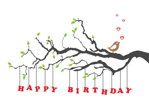 小鳥快樂生日卡