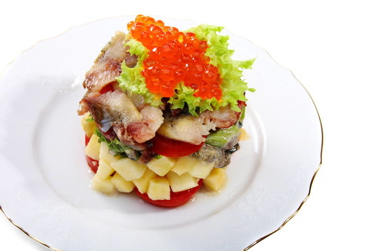 煙熏鯡魚沙拉。