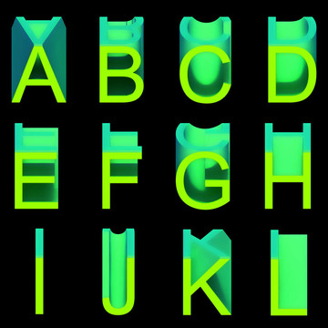 字母：軟蠟綠色字母